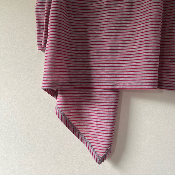 L.L. Bean Red & Gray Striped Open-Front Draped Cardigan - Picture 8 of 9